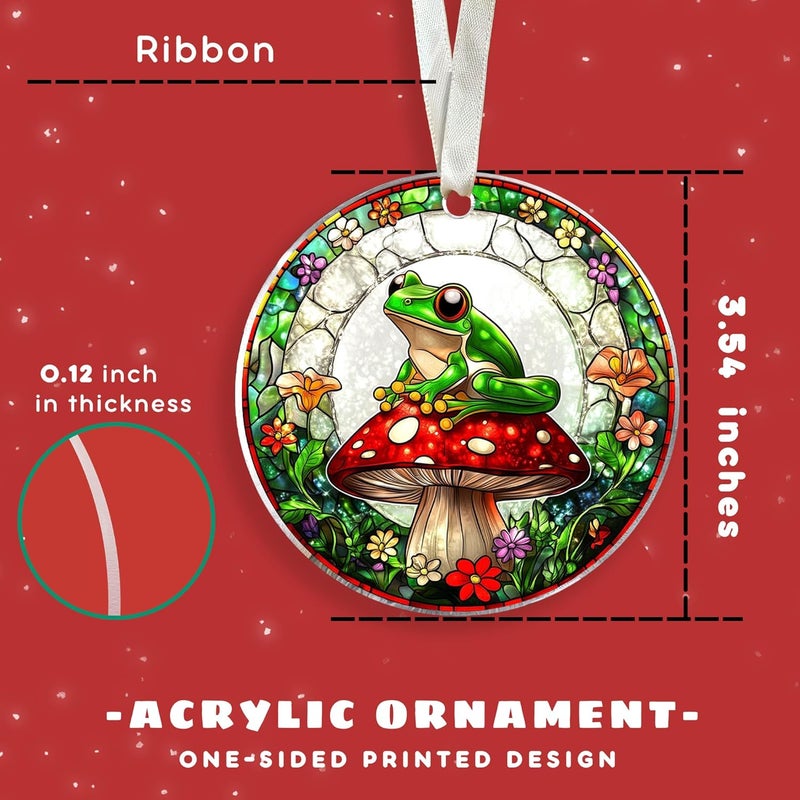 TEEBIM Frog Ornament - Frog Gifts for Lovers, Girls, Women, Men - Cute Animals Ornaments for Christmas Tree, Frogs Ornaments for Tree - Acrylic Christmas Xmas Hanging Ornament 2025 - Image 2